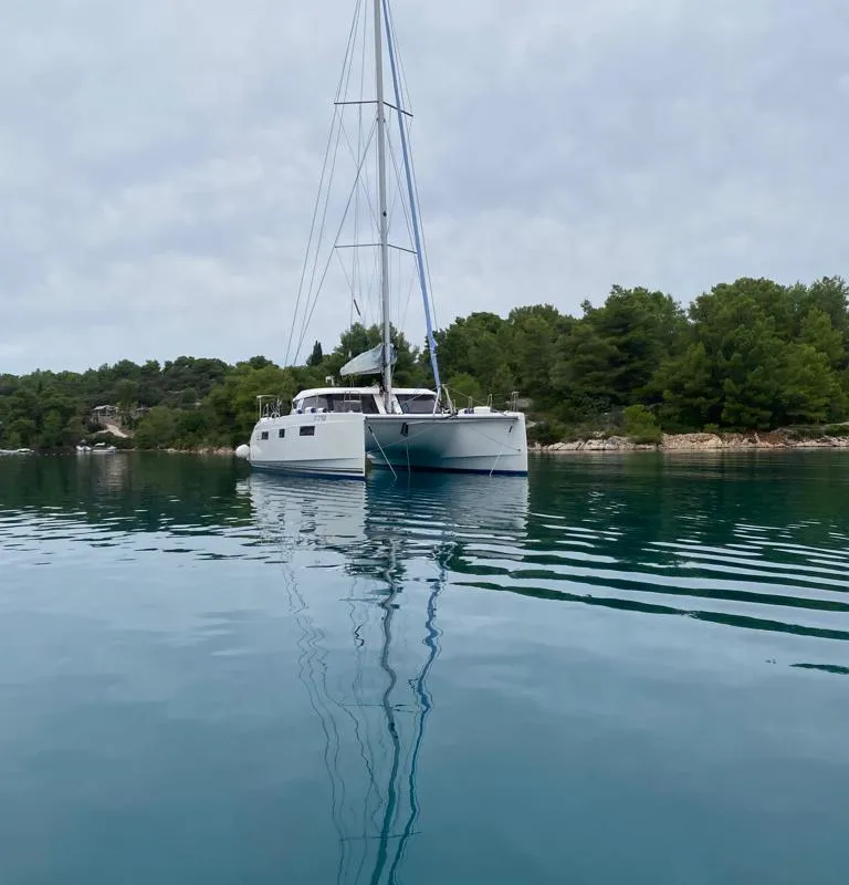 Exterior view of JANGADA, a Nautitech 40 Open catamaran at Primošten, Croatia
