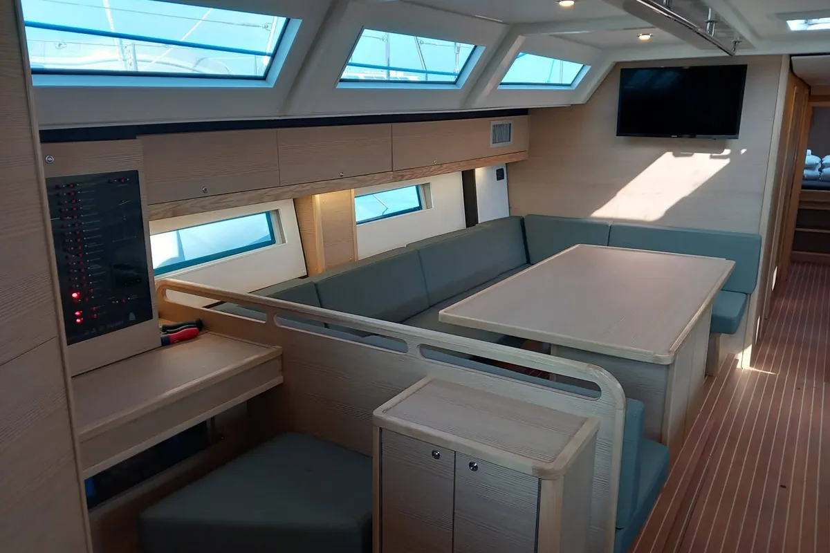 Salon of KATHARINA, a D&D Kufner 56 sailboat at Trogir, Croatia