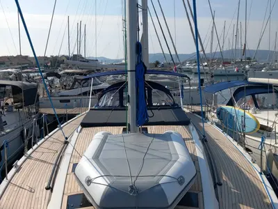 Deck of KATHARINA, a D&D Kufner 56 sailboat at Trogir, Croatia
