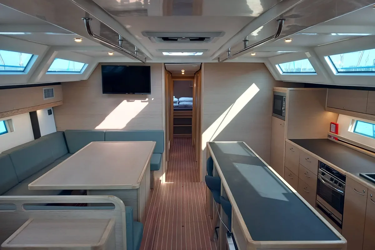 Salon of KATHARINA, a D&D Kufner 56 sailboat at Trogir, Croatia