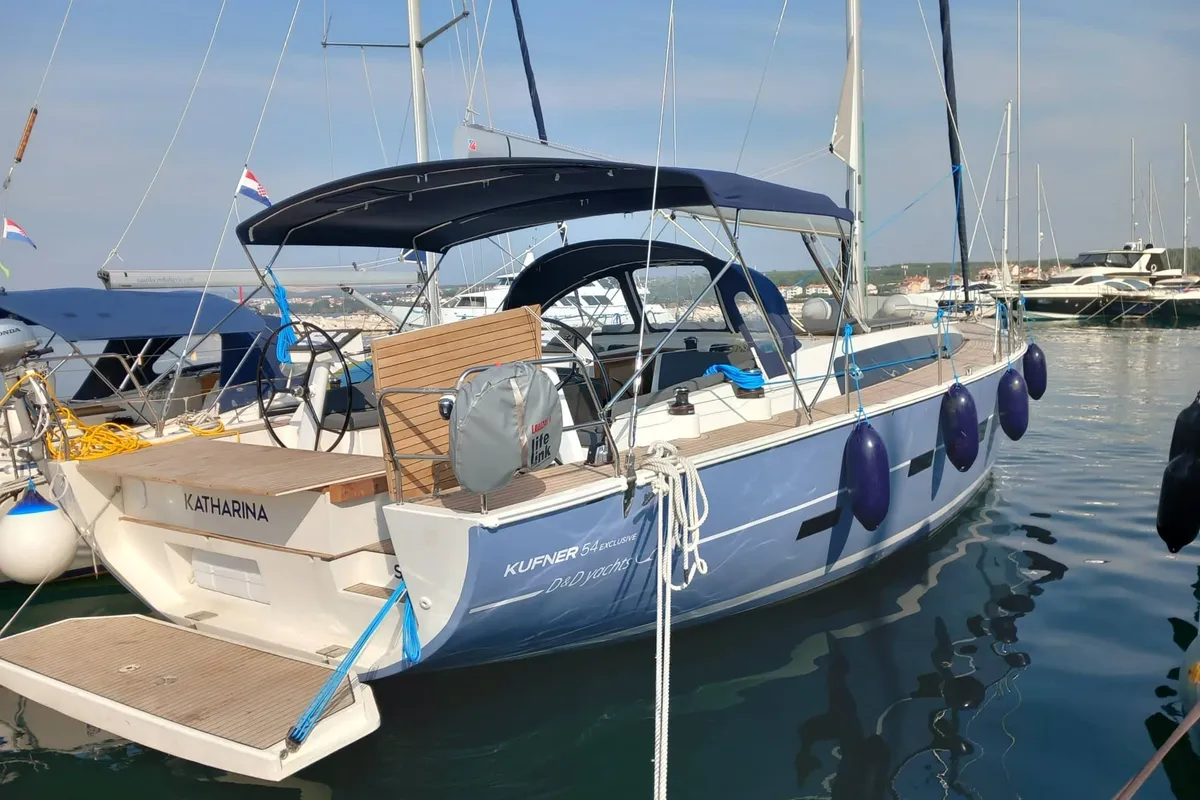 Exterior view of KATHARINA, a D&D Kufner 56 sailboat at Trogir, Croatia