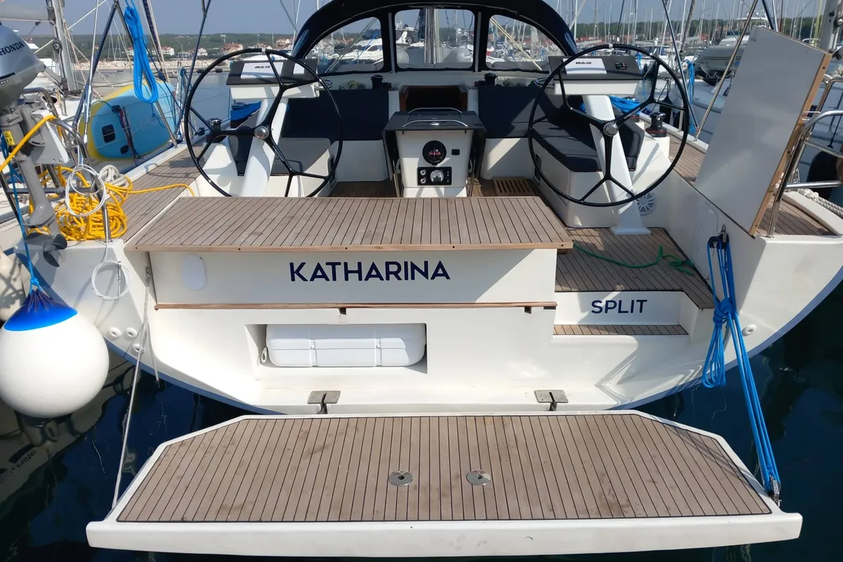 Cockpit of KATHARINA, a D&D Kufner 56 sailboat at Trogir, Croatia