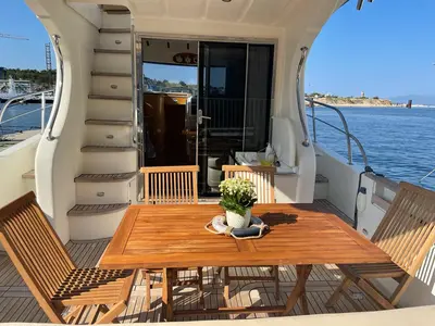 Deck of Running On Waves, a Gulet Altair Zafir 42 motorboat at Pula, Croatia