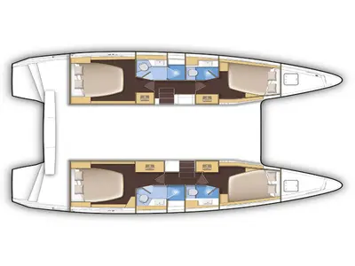 Floor plan of M. Nastazia, a Lagoon 42 catamaran at Athens, Greece