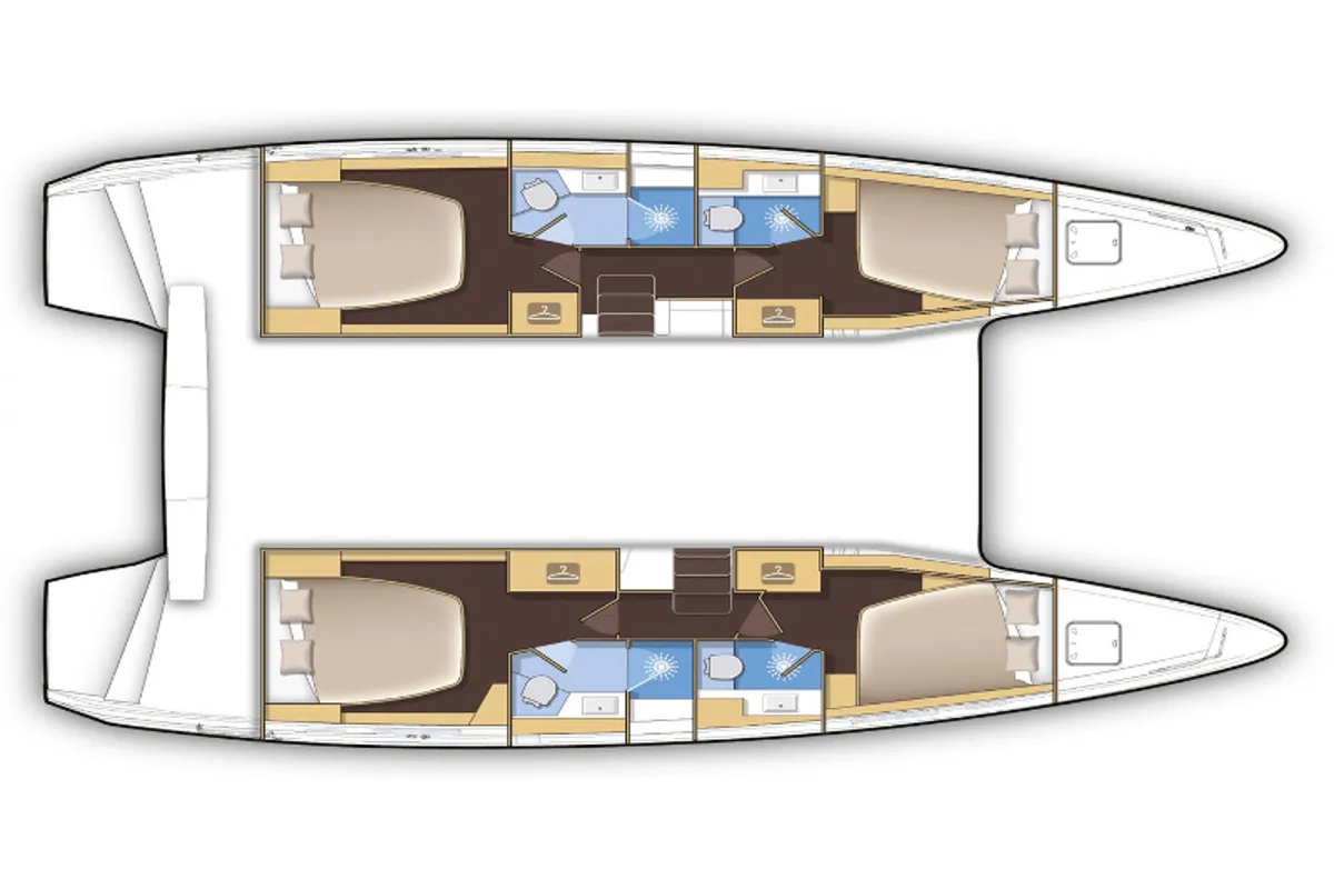 Floor plan of M. Nastazia, a Lagoon 42 catamaran at Athens, Greece