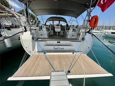 Deck of Sail Leo, a Bavaria Cruiser 46 sailboat at Fethiye, Turkey