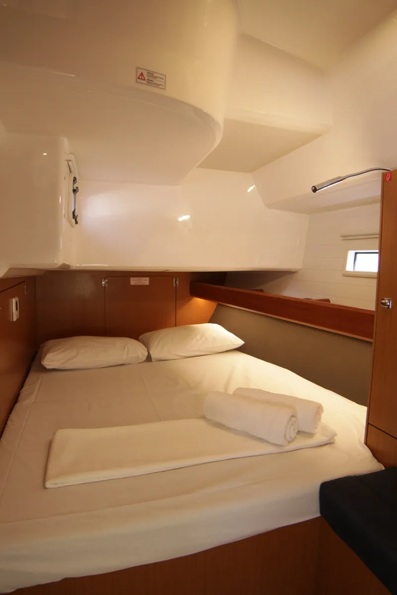 Cabin on Sail Leo, a Bavaria Cruiser 46 sailboat at Fethiye, Turkey