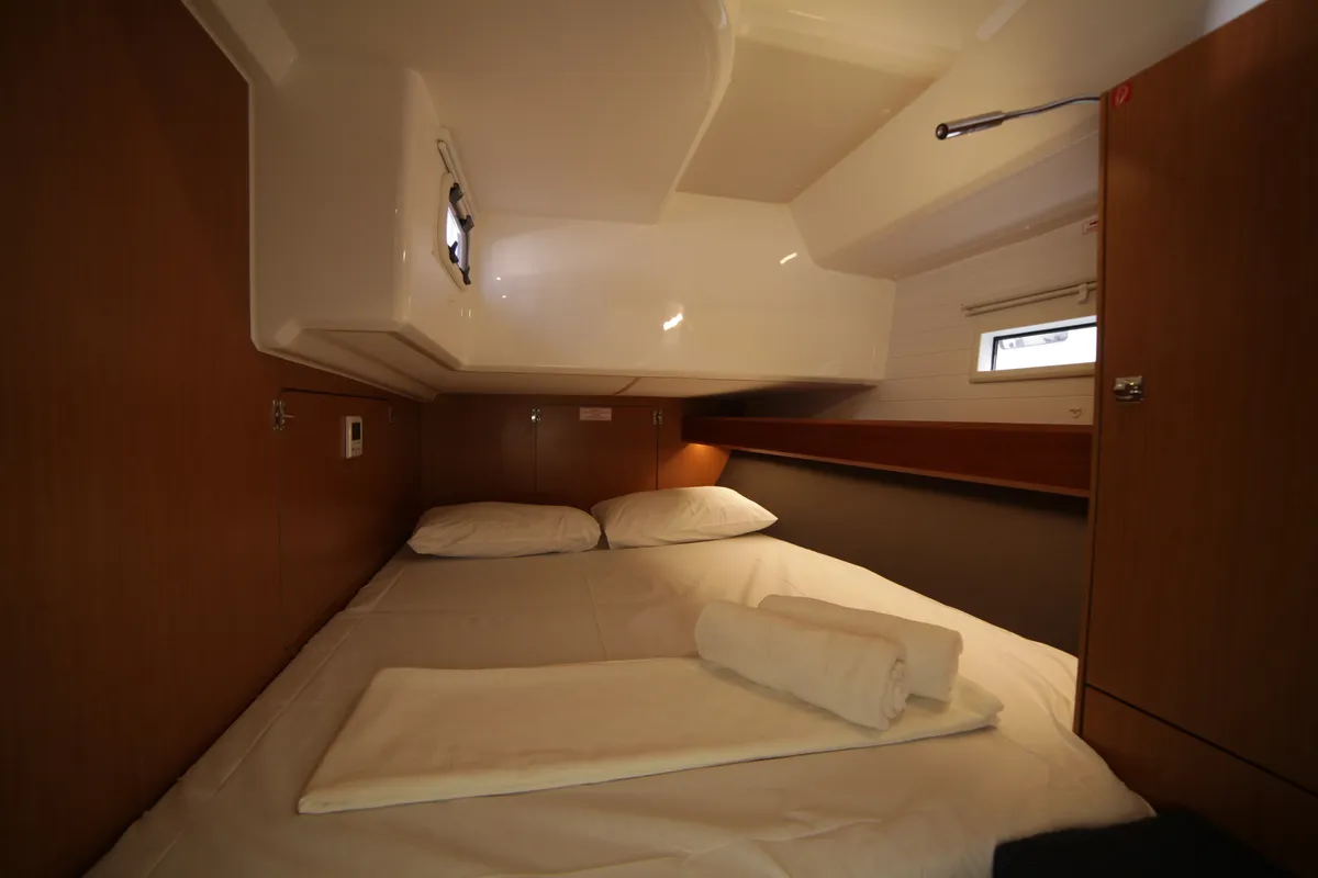 Cabin on Sail Leo, a Bavaria Cruiser 46 sailboat at Fethiye, Turkey