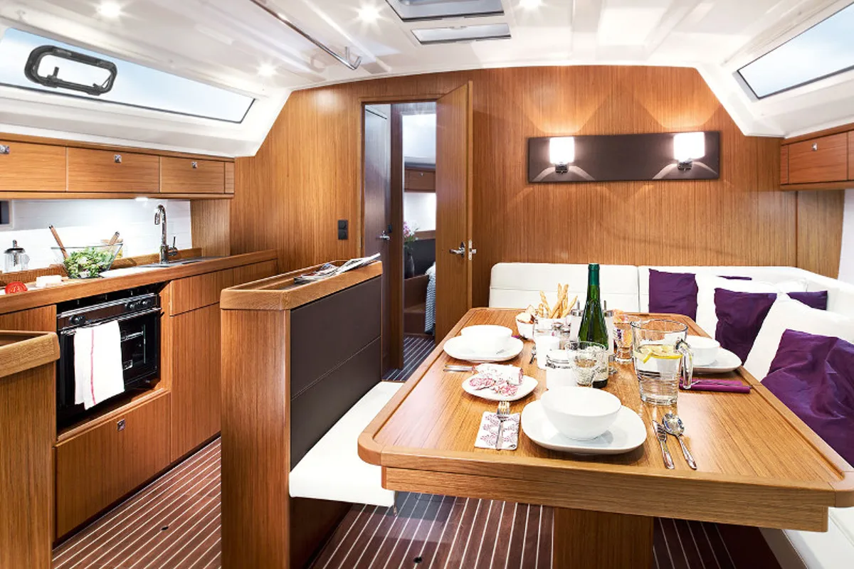Salon of Sail Leo, a Bavaria Cruiser 46 sailboat at Fethiye, Turkey