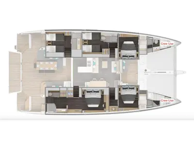 Floor plan of SAILUXE - Pac-one, a Lagoon 60 catamaran at Castellammare del Golfo, Italy