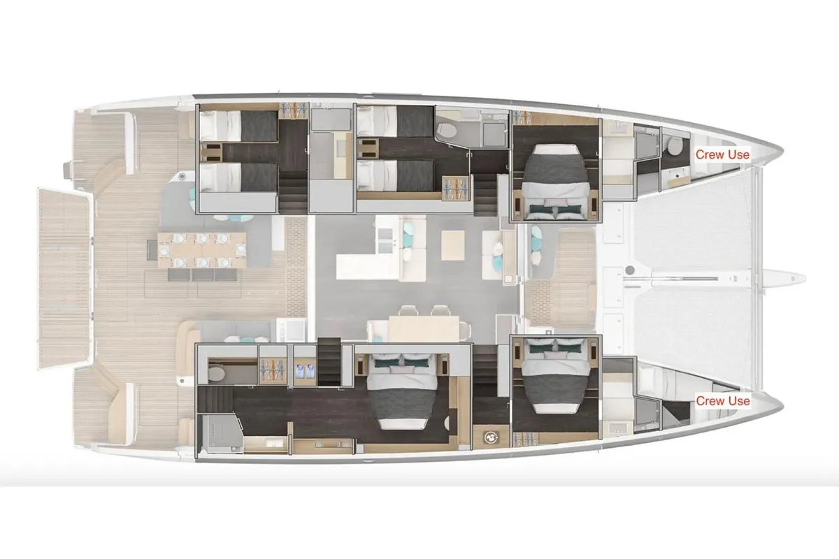 Floor plan of SAILUXE - Pac-one, a Lagoon 60 catamaran at Castellammare del Golfo, Italy