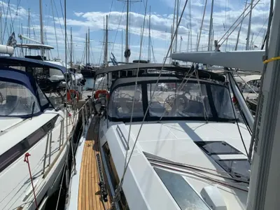 Deck of Kebiwan, a Beneteau Oceanis 46.1 sailboat at Athens, Greece