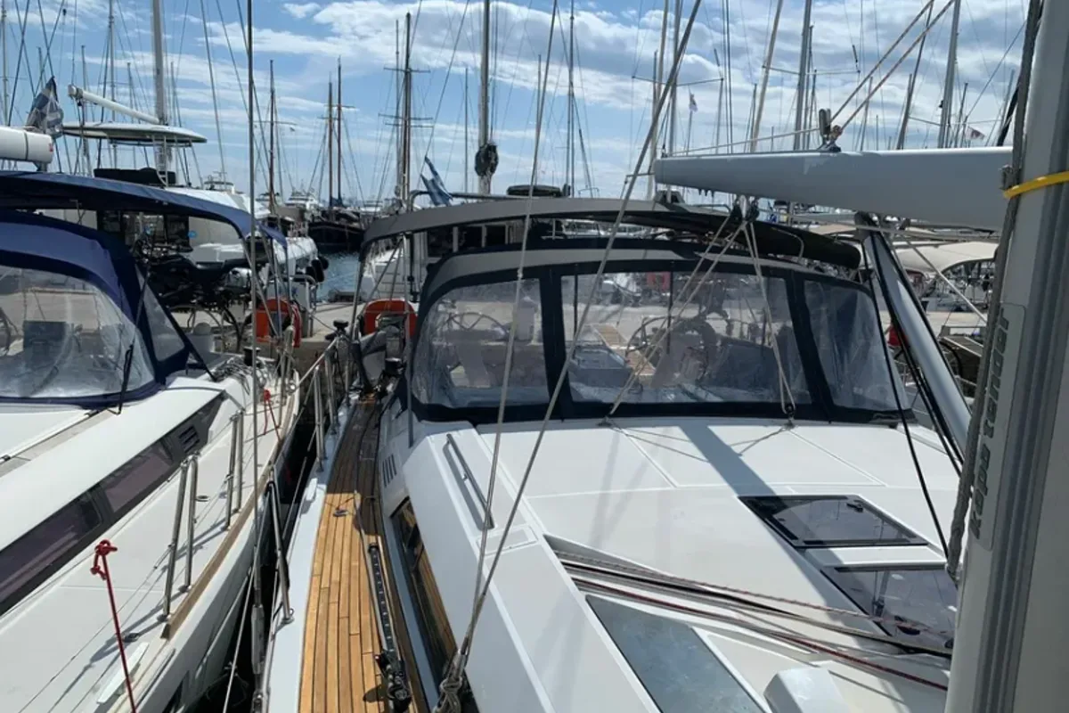 Deck of Kebiwan, a Beneteau Oceanis 46.1 sailboat at Athens, Greece