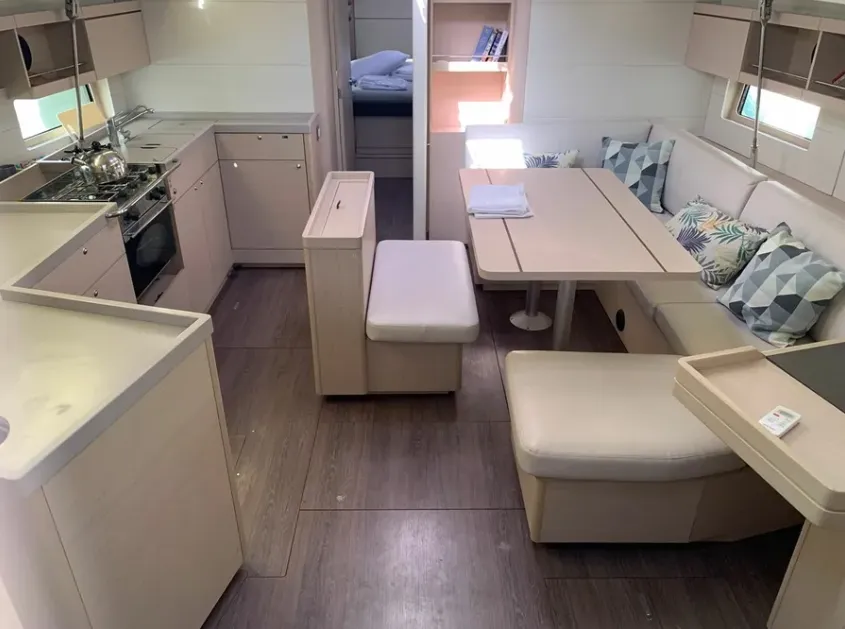 Salon of Kebiwan, a Beneteau Oceanis 46.1 sailboat at Athens, Greece