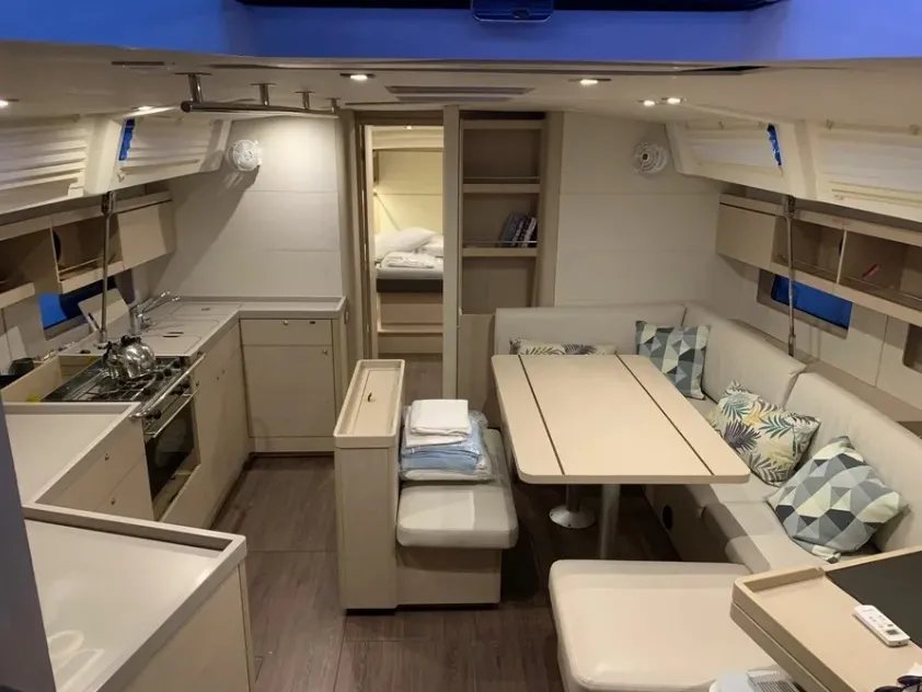 Galley of Kebiwan, a Beneteau Oceanis 46.1 sailboat at Athens, Greece
