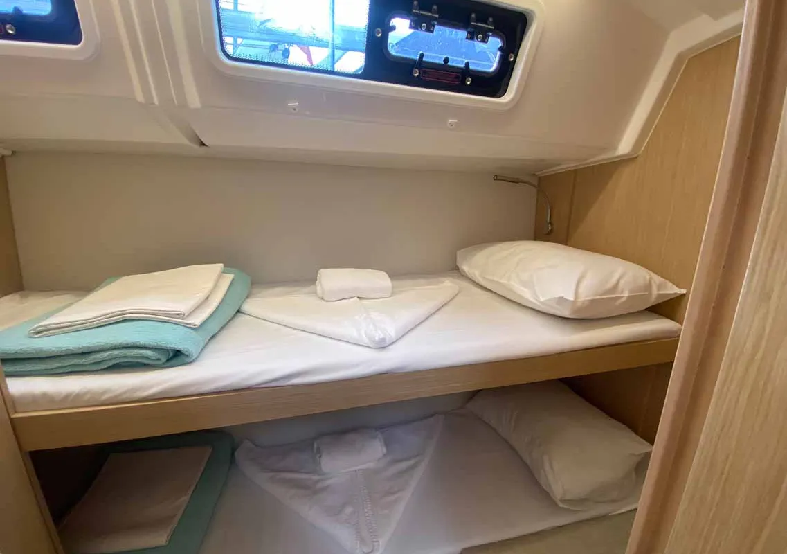 Cabin on Rana, a Bavaria C46 sailboat at Fethiye, Turkey