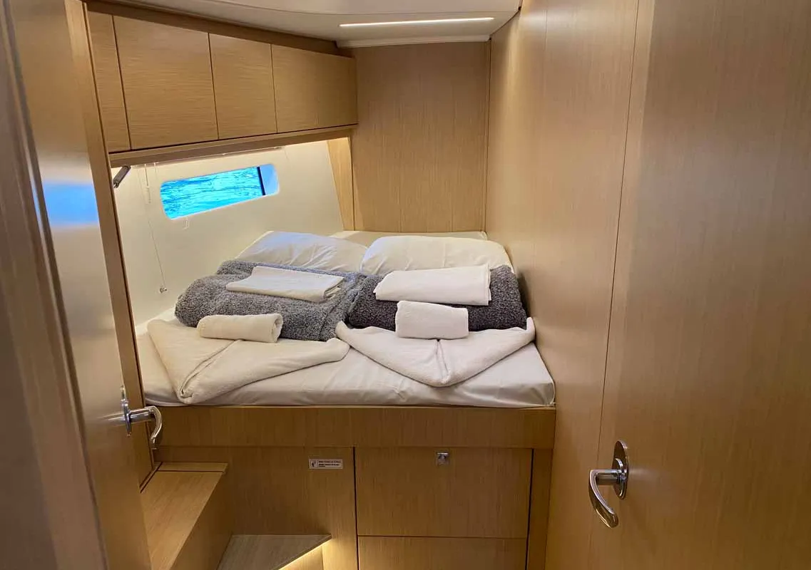 Cabin on Rana, a Bavaria C46 sailboat at Fethiye, Turkey