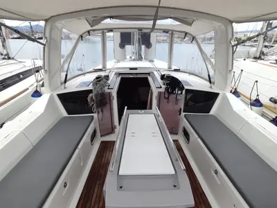 Deck of Maera, a Beneteau Oceanis 41.1 sailboat at Volos, Greece