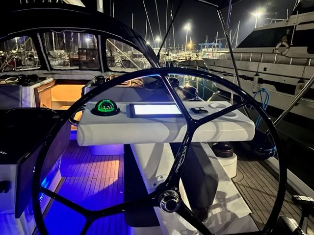 Cockpit of Sofia Blu, a D&D Kufner 54 Exclusive sailboat at Salerno, Italy