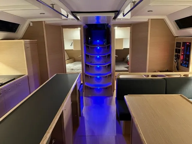Salon of Sofia Blu, a D&D Kufner 54 Exclusive sailboat at Salerno, Italy