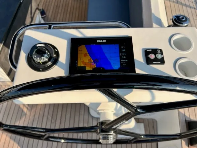 Cockpit of Sofia Blu, a D&D Kufner 54 Exclusive sailboat at Salerno, Italy