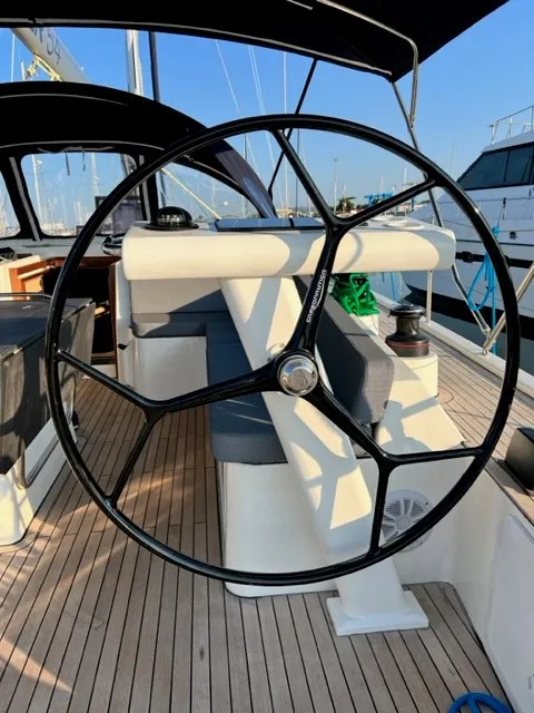 Cockpit of Sofia Blu, a D&D Kufner 54 Exclusive sailboat at Salerno, Italy