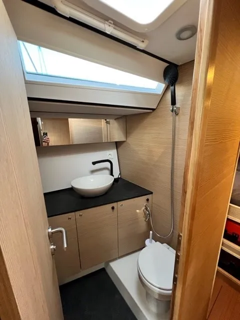 Head on Sofia Blu, a D&D Kufner 54 Exclusive sailboat at Salerno, Italy
