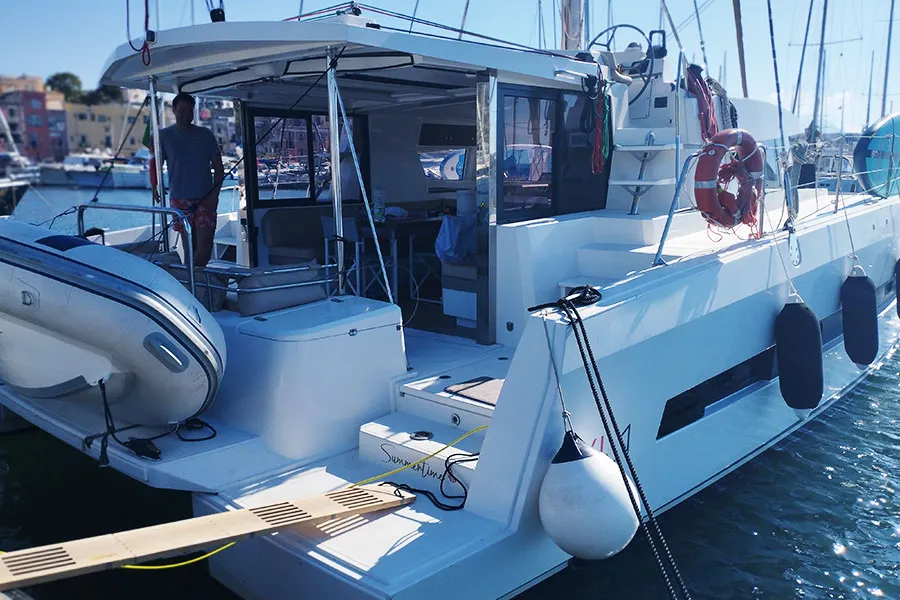 Mondox, a Jeanneau Sun Odyssey 45 sailboat at Fezzano, Italy