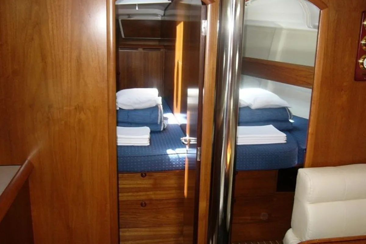 Cabin on Mondox, a Jeanneau Sun Odyssey 45 sailboat at Fezzano, Italy