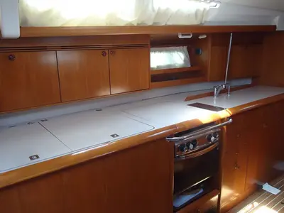 Galley of Mondox, a Jeanneau Sun Odyssey 45 sailboat at Fezzano, Italy