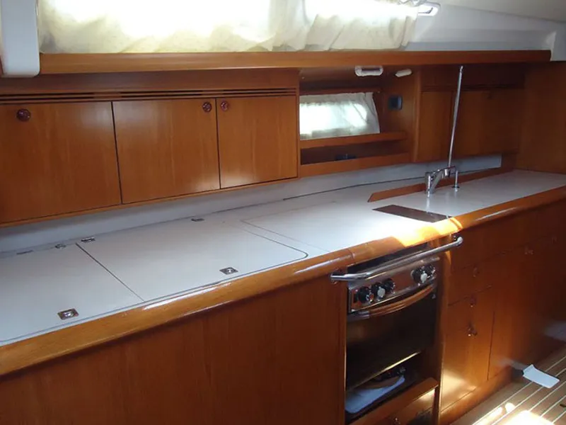 Galley of Mondox, a Jeanneau Sun Odyssey 45 sailboat at Fezzano, Italy