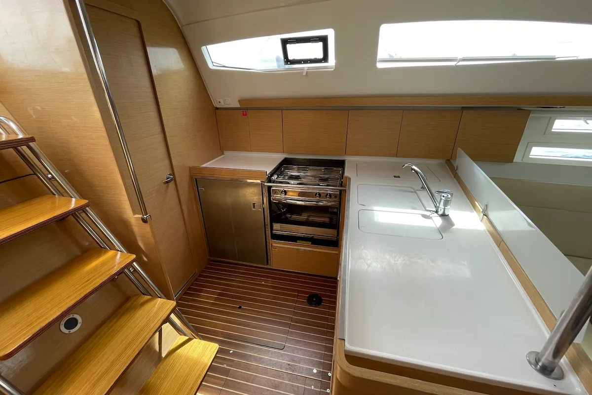 Galley of Elysium, a Elan Impression 45 sailboat at Zadar, Croatia