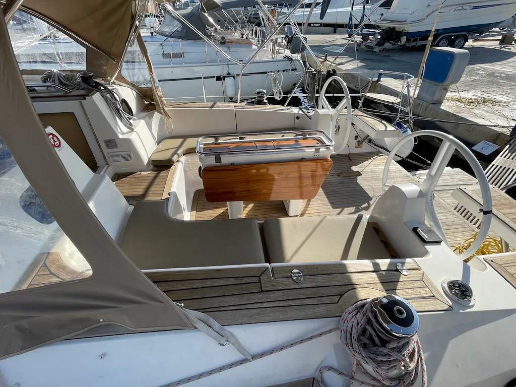 Cockpit of Elysium, a Elan Impression 45 sailboat at Zadar, Croatia