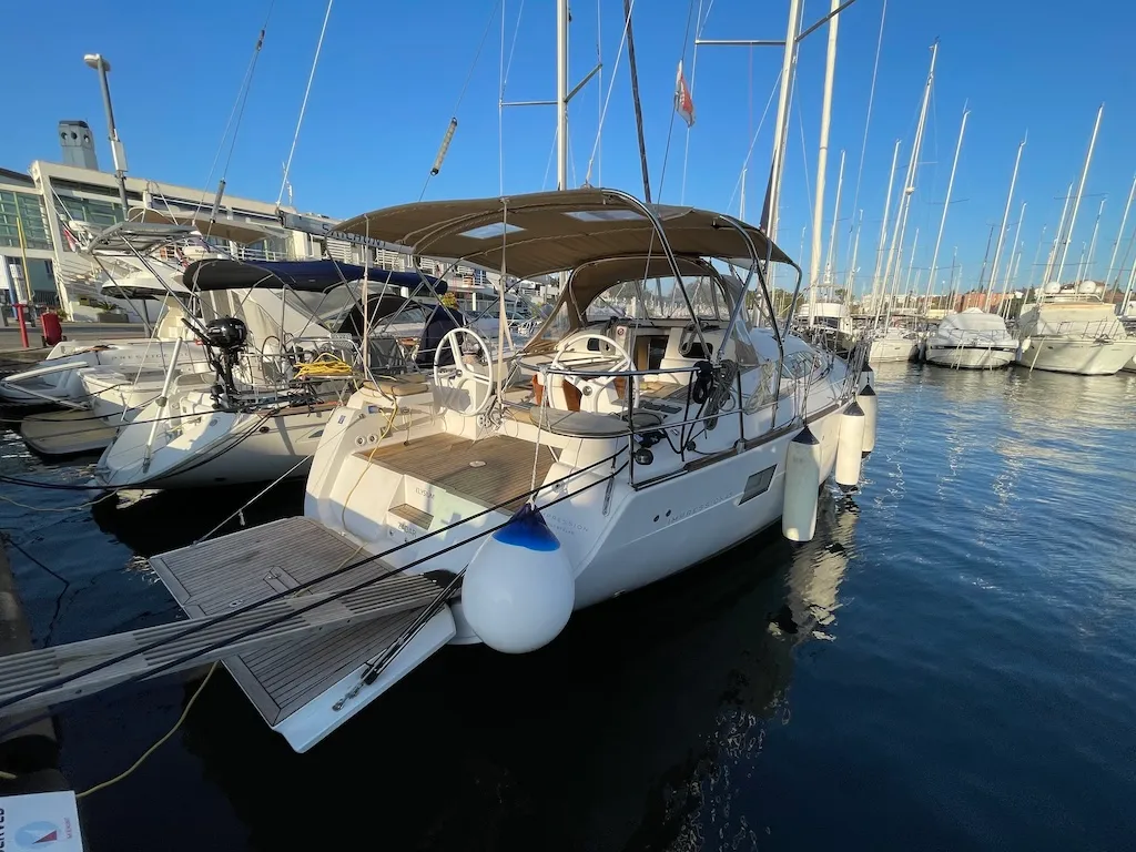 Exterior view of Elysium, a Elan Impression 45 sailboat at Zadar, Croatia
