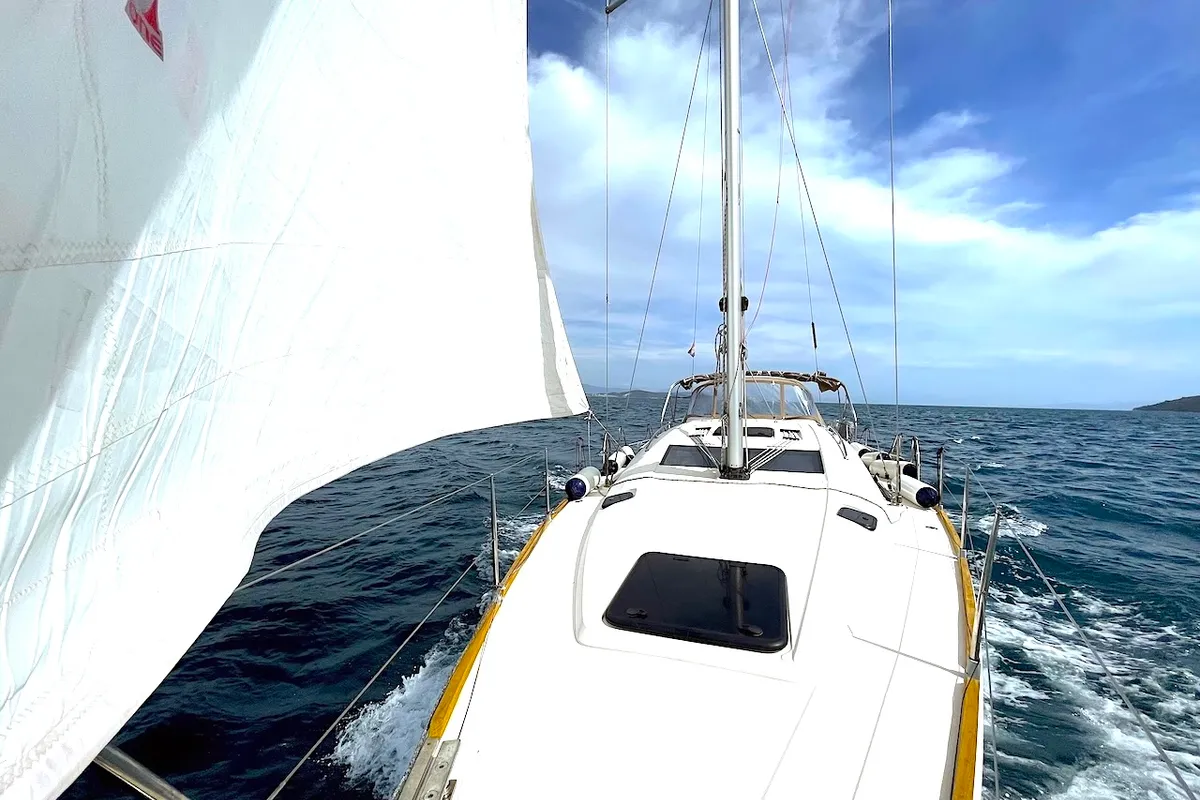 Exterior view of Elysium, a Elan Impression 45 sailboat at Zadar, Croatia