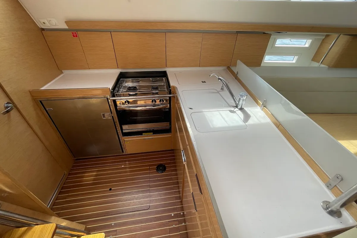 Galley of Elysium, a Elan Impression 45 sailboat at Zadar, Croatia
