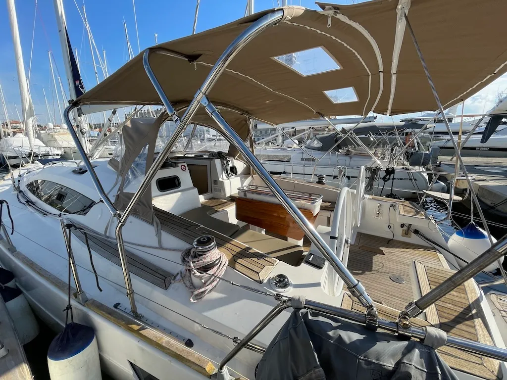 Exterior view of Elysium, a Elan Impression 45 sailboat at Zadar, Croatia