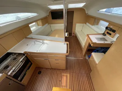 Salon of Elysium, a Elan Impression 45 sailboat at Zadar, Croatia