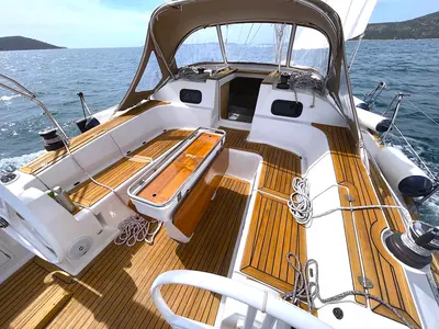 Cockpit of Elysium, a Elan Impression 45 sailboat at Zadar, Croatia