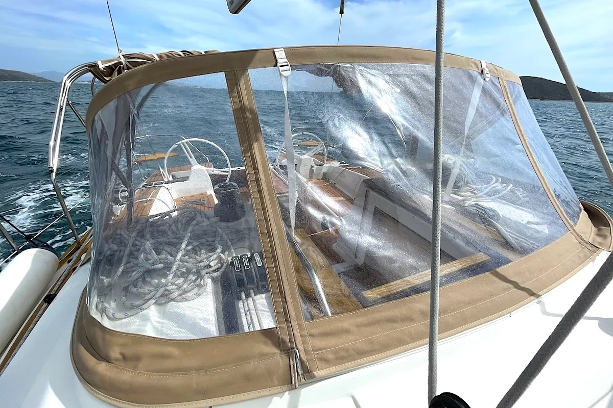 Cockpit of Elysium, a Elan Impression 45 sailboat at Zadar, Croatia