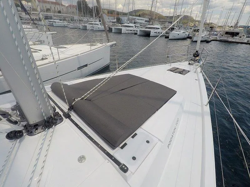 Deck of Podatok Too, a Hanse 458 sailboat at Grad Šibenik, Croatia