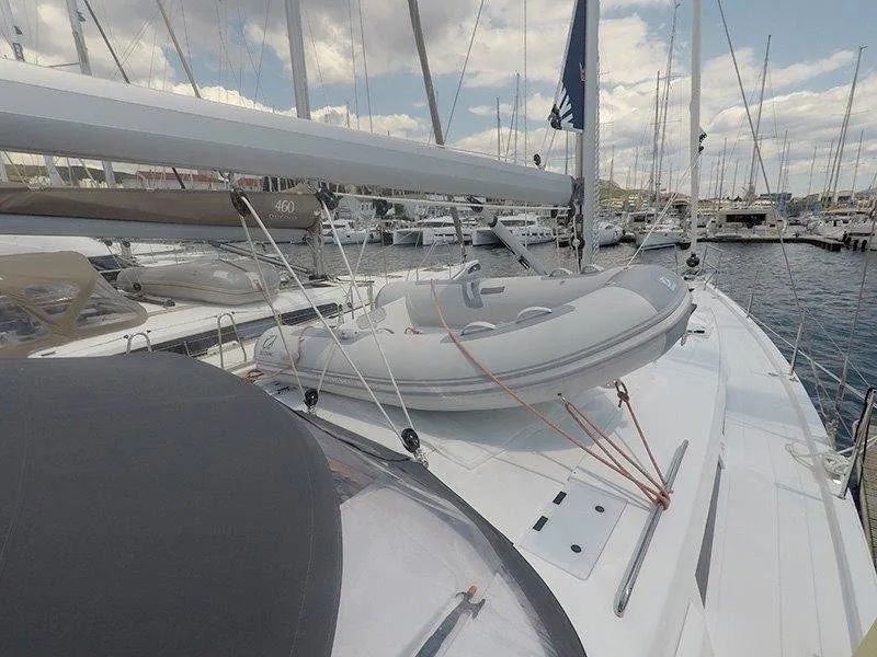Deck of Podatok Too, a Hanse 458 sailboat at Grad Šibenik, Croatia