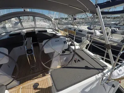 Cockpit of Podatok Too, a Hanse 458 sailboat at Grad Šibenik, Croatia