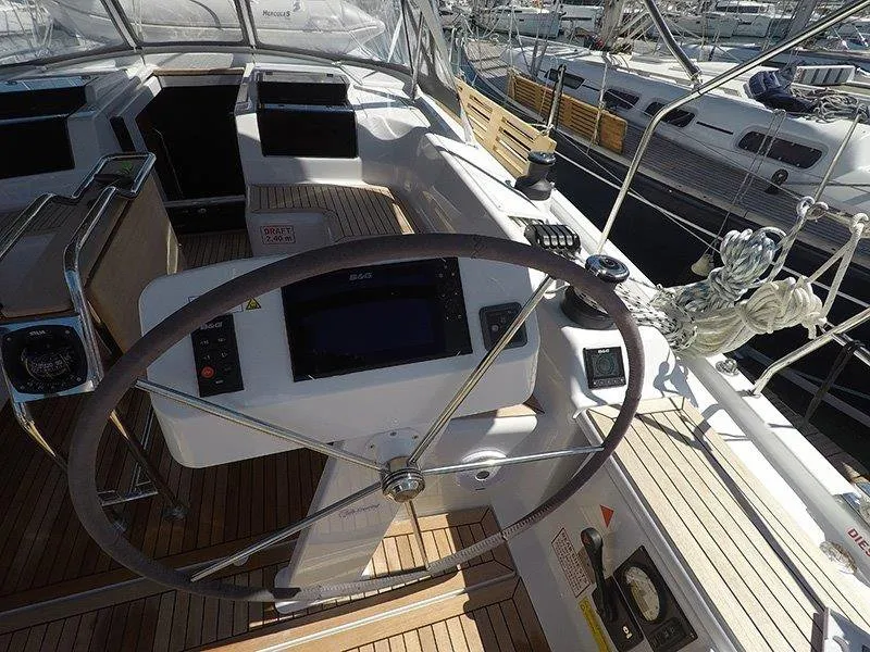 Cockpit of Podatok Too, a Hanse 458 sailboat at Grad Šibenik, Croatia