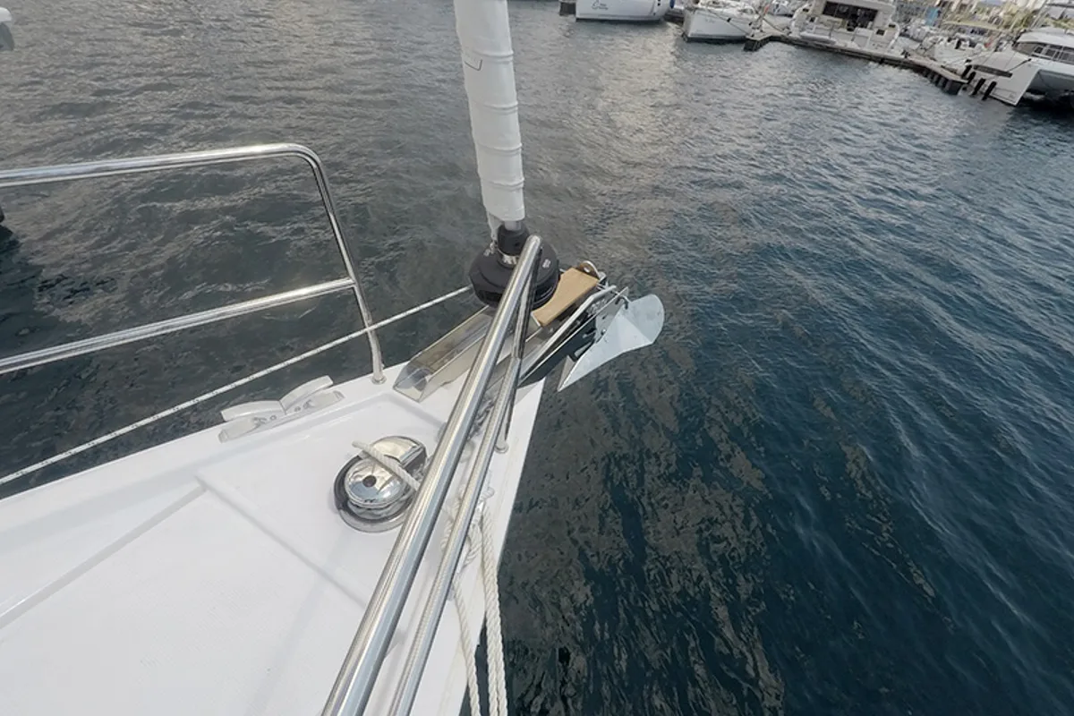 Deck of Podatok Too, a Hanse 458 sailboat at Grad Šibenik, Croatia