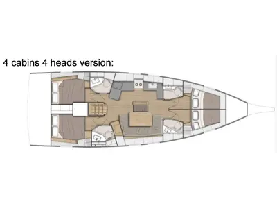 Floor plan of Amalthia, a Beneteau Oceanis 46.1 sailboat at Athens, Greece