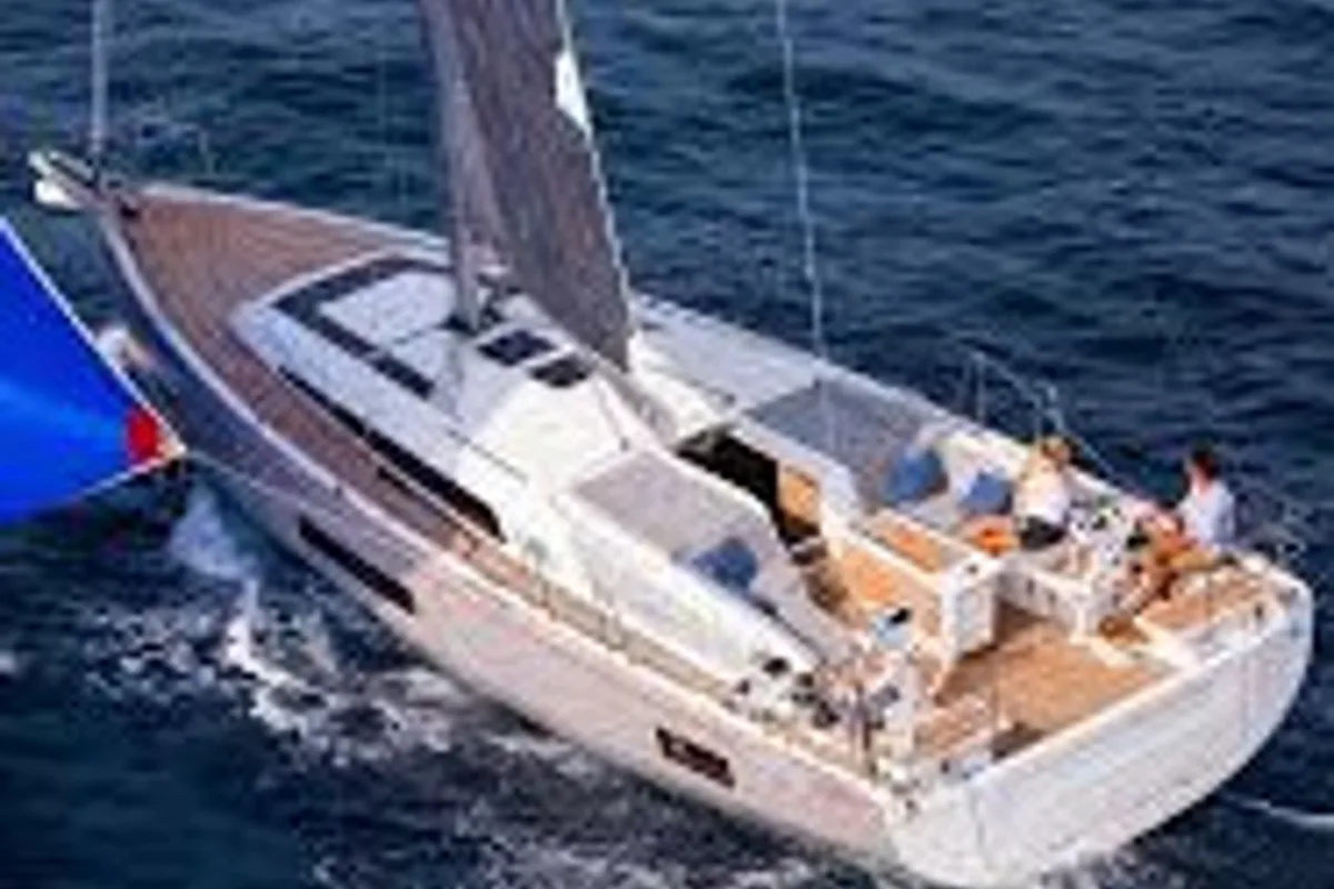 Exterior view of Amalthia, a Beneteau Oceanis 46.1 sailboat at Athens, Greece