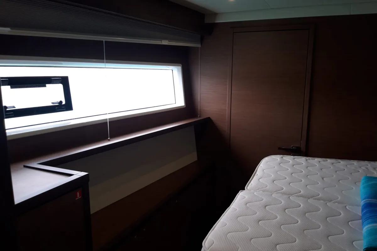 Cabin on Cala Luna , a Lagoon 52F catamaran at Figari/Golfo Aranci, Italy