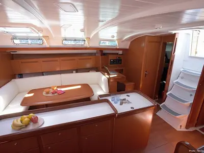 Salon of Galeodea, a Beneteau Cyclades 50.5 sailboat at Tonnarella, Italy