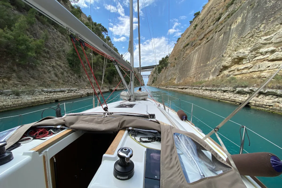 Deck of Sea and Sky, a Jeanneau Sun Odyssey 439 sailboat at Municipal Unit of Lefkada, Greece